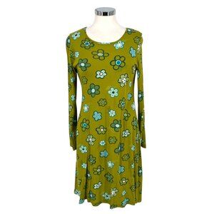Gudrun Sjöden Floral Print Long Sleeve Dress Green Blue Size Small